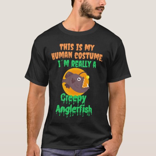 Halloween Human Costum Creepy Anglerfish Sea Creat Tシャツ (正面)