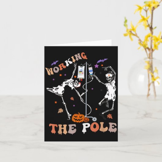 Halloween Icu Er Nurse Working The Le Skeleton Dan カード (黄色い花)