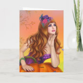 Halloween illustration A beautiful witch with cats カード (裏面)