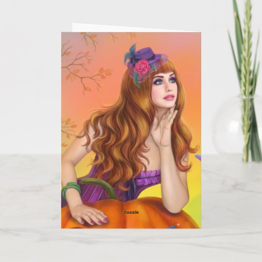 Halloween illustration A beautiful witch with cats カード (裏面)