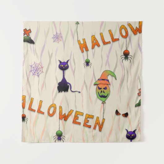 Halloween Illustrations タペストリー (正面)