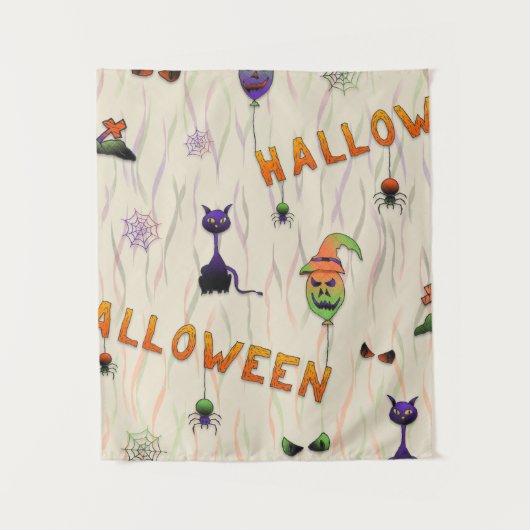 Halloween Illustrations タペストリー (正面)