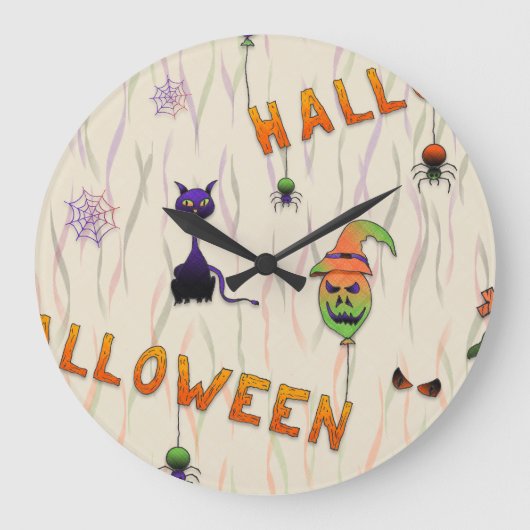 Halloween Illustrations ラージ壁時計 (正面)