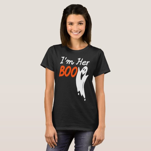 Halloween I'm Her Boo I'm His Witch Matching Coupl Tシャツ (正面フル)