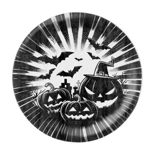 Halloween in black and white カッティングボード (正面)