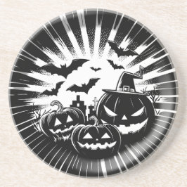 Halloween in black and white コースター