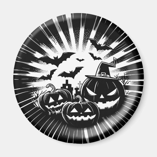 Halloween in black and white マグネット (正面)