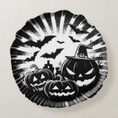 Halloween in black and white ラウンドクッション (裏面)