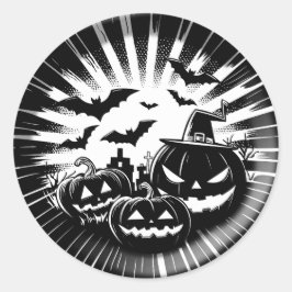 Halloween in black and white ラウンドシール