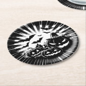 Halloween in black and white ラウンドペーパーコースター (アングル)