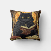 Halloween In Hardback A Cat Reading Books クッション (正面)