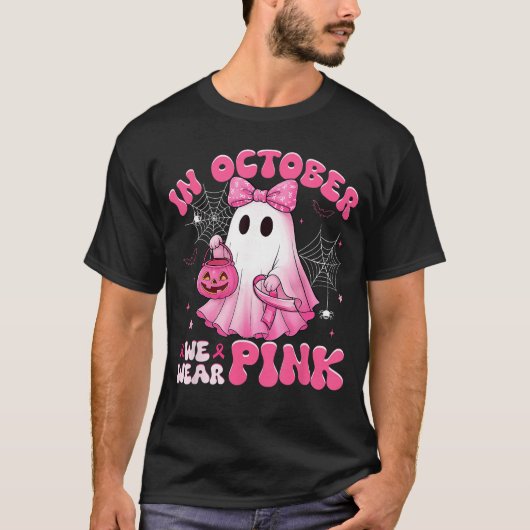 Halloween in October We Wear Pink Breast Cancer Aw Tシャツ (正面)