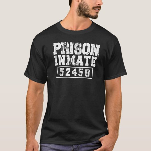 Halloween Inmate Prison Men Women Suit Lazy Costum Tシャツ (正面)