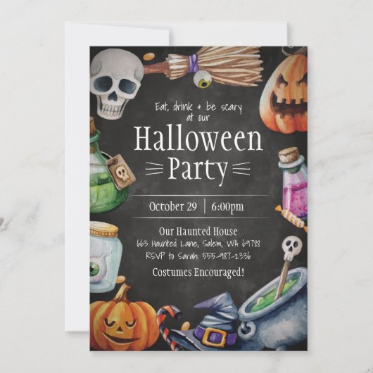 Halloween Invitation, Halloween Birthday Party 招待状 (正面)