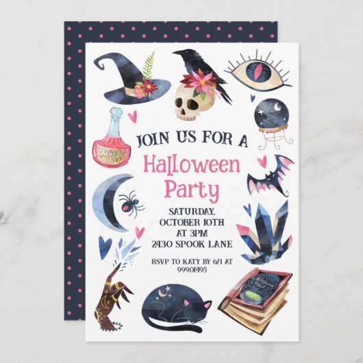 Halloween Invitation, Halloween Party Invitation, 招待状 (正面/裏面)