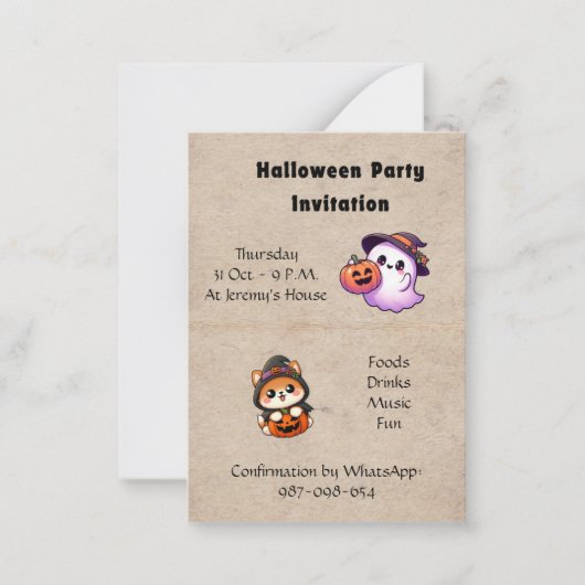 Halloween Invitation to be personalised ノートカード (正面)