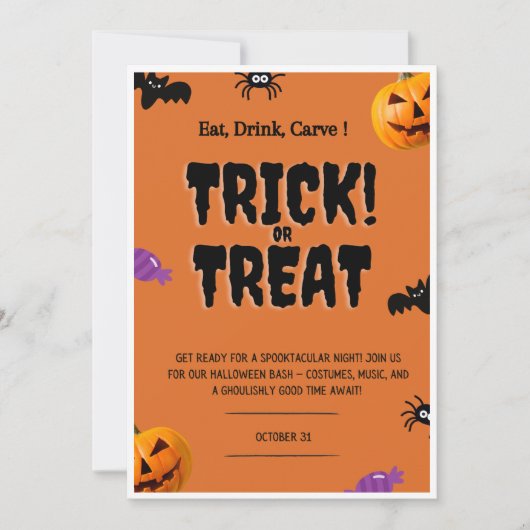 halloween invitations, Trick or Treat 招待状 (正面)