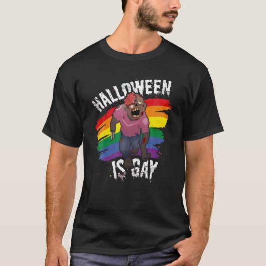 Halloween Is Gay Funny Gay Pride Zombie Lazy Costu Tシャツ (正面)