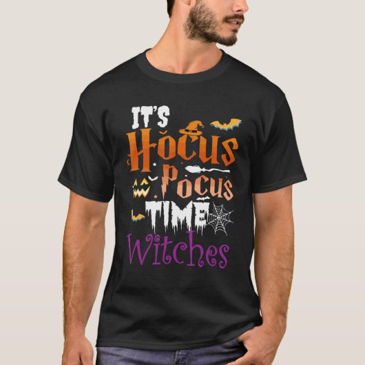 Halloween It's Hocus Pocus Time Witches Girls ladi Tシャツ (正面)