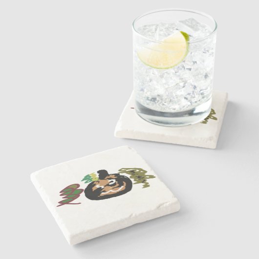 Halloween jack o 'lantern coffee ストーンコースター (横)