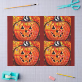 Halloween Jack O Lantern Pumpkin Floral Decoupage 薄葉紙