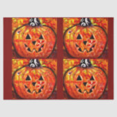 Halloween Jack O Lantern Pumpkin Floral Decoupage 薄葉紙 (正面)