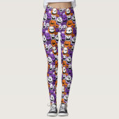 Halloween Jack-O’-Lantern - Purple, Orange, White レギンス (正面)