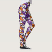 Halloween Jack-O’-Lantern - Purple, Orange, White レギンス (右)
