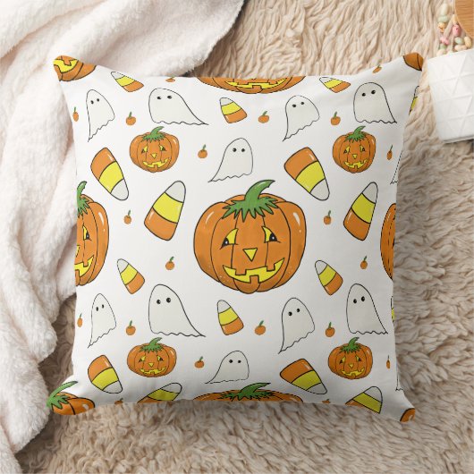 Halloween Jack-O'-Lantern Throw Pillow クッション (ブランケット)