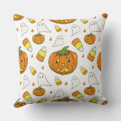 Halloween Jack-O'-Lantern Throw Pillow クッション (裏面)