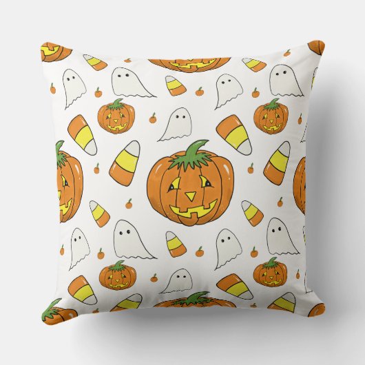 Halloween Jack-O'-Lantern Throw Pillow クッション (裏面)