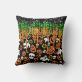 Halloween Jack Olantern Pumpkins, Flying Ghosts クッション (裏面)