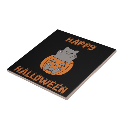 Halloween kat pompoen tegeltje タイル (側面)