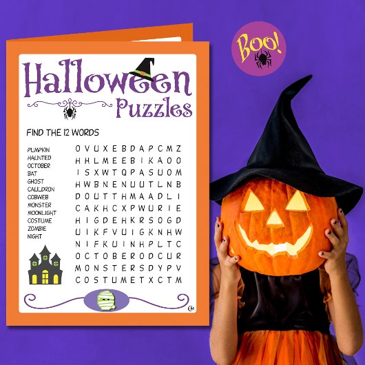 Halloween Kids Puzzles Activity Card カード