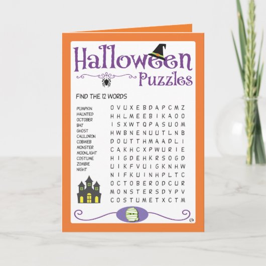 Halloween Kids Puzzles Activity Card カード (正面)