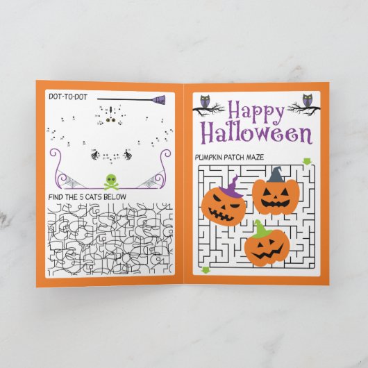 Halloween Kids Puzzles Activity Card カード (内部)
