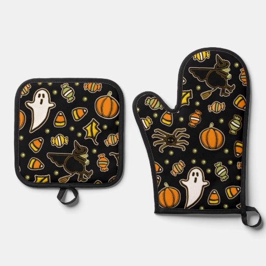 Halloween Kitchen Decor 鍋つかみ&鍋敷きセット (正面)