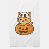 Halloween Kitty inside a pumpkin Classic T-Shirt キッチンタオル (縦)