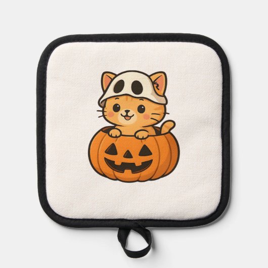 Halloween Kitty inside a pumpkin Classic T-Shirt 鍋敷き (正面)