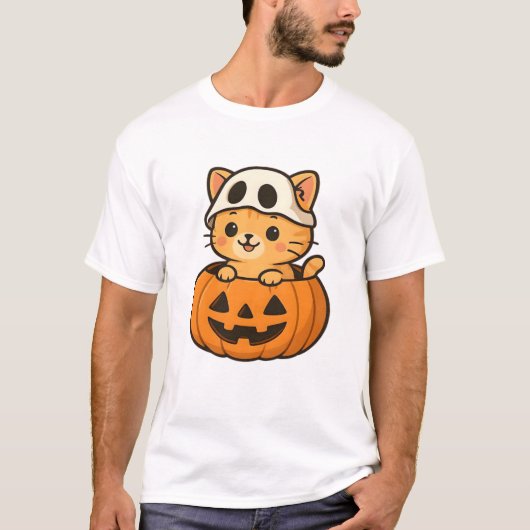 Halloween Kitty inside a pumpkin Classic T-Shirt Tシャツ (正面)