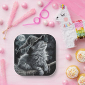 Halloween Kitty On Brromstick ペーパープレート (パーティー)