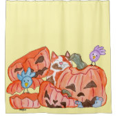 Halloween Kitty & SMashed Pumpkins シャワーカーテン (正面)