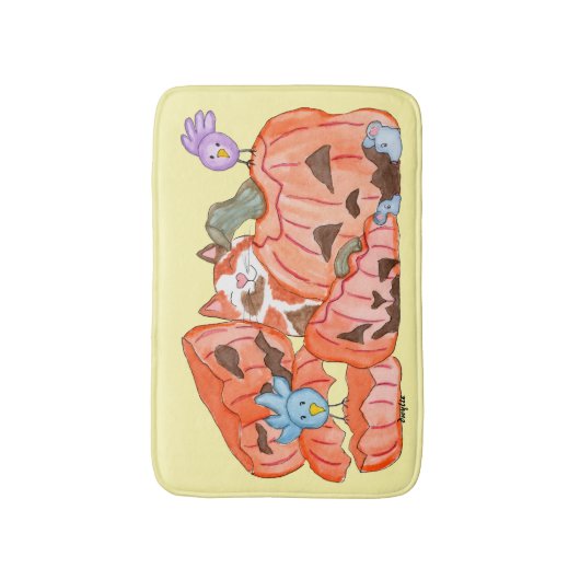 Halloween Kitty & SMashed Pumpkins バスマット (正面縦)