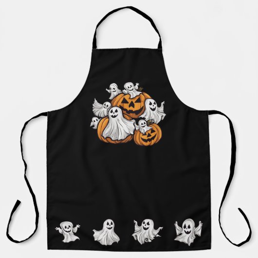 Halloween: Kleine Geister mit Kürbissen - エプロン (正面)