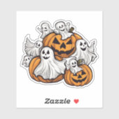 Halloween: Kleine Geister mit Kürbissen -  シール (シート)