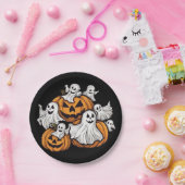 Halloween: Kleine Geister mit Kürbissen - ペーパープレート (パーティー)