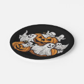 Halloween: Kleine Geister mit Kürbissen - ペーパープレート (アングル)