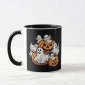Halloween: Kleine Geister mit Kürbissen - マグカップ (左)