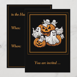 Halloween: Kleine Geister mit Kürbissen -  招待状
