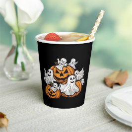 Halloween: Kleine Geister mit Kürbissen -  紙コップ